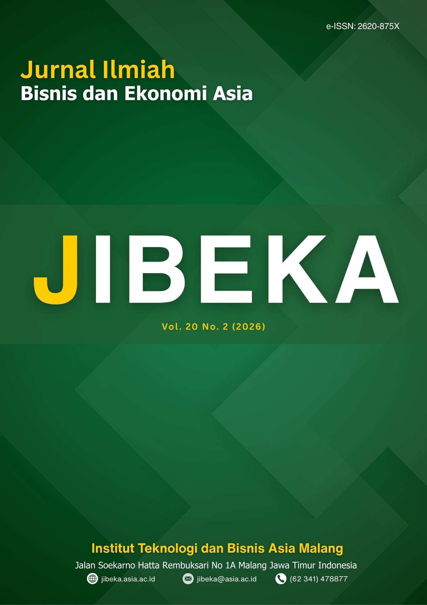 					View Vol. 20 No. 2 (2026): Jurnal Ilmiah Bisnis dan Ekonomi Asia (in Progress)
				